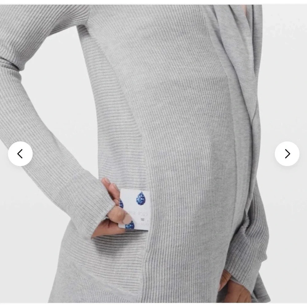 Lululemon Sundown Sweater Wrap Women's Sz 8 Gray Cardigan Hooded Cashmere‎ Blend